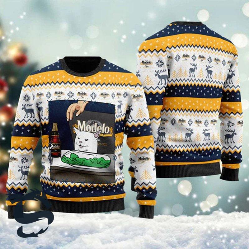 Modelo Negra Cat Meme Christmas Ugly Sweater HU