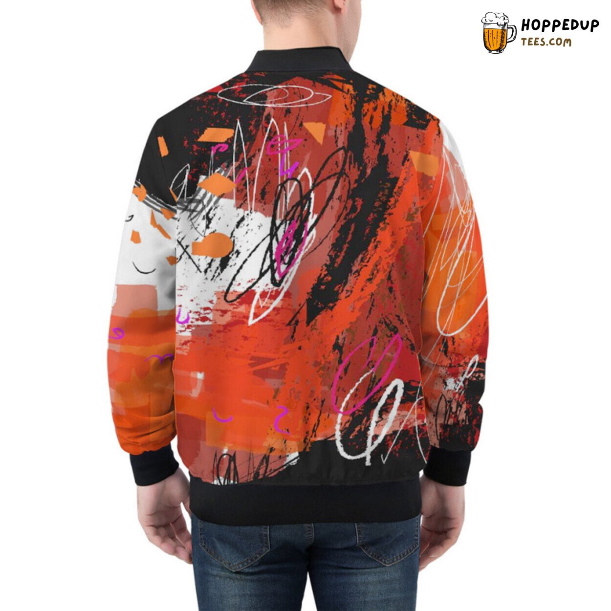 Modern Artistic Abstraction Phenomenon on a Signature Bomber Jacket