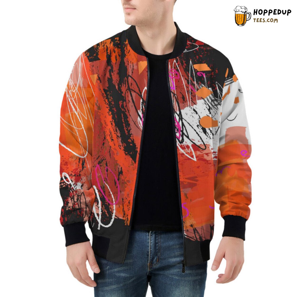 Modern Artistic Abstraction Phenomenon on a Signature Bomber Jacket