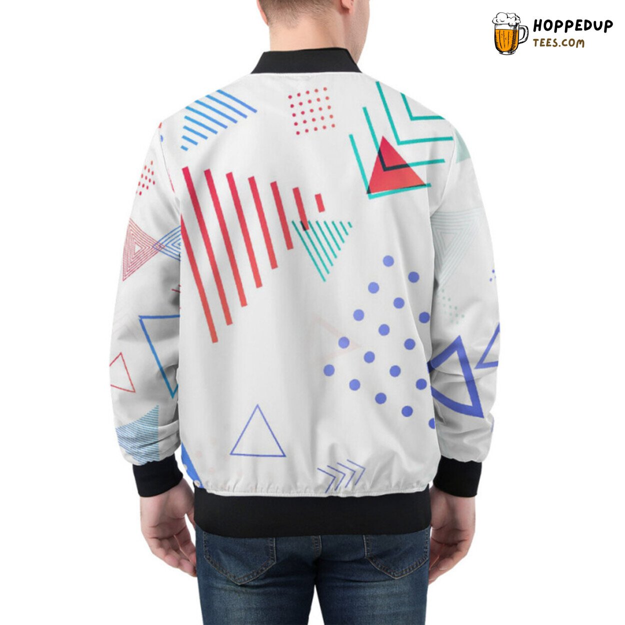 Modern Artistic Abstraction Showcased Prominently on Bomber Jacket