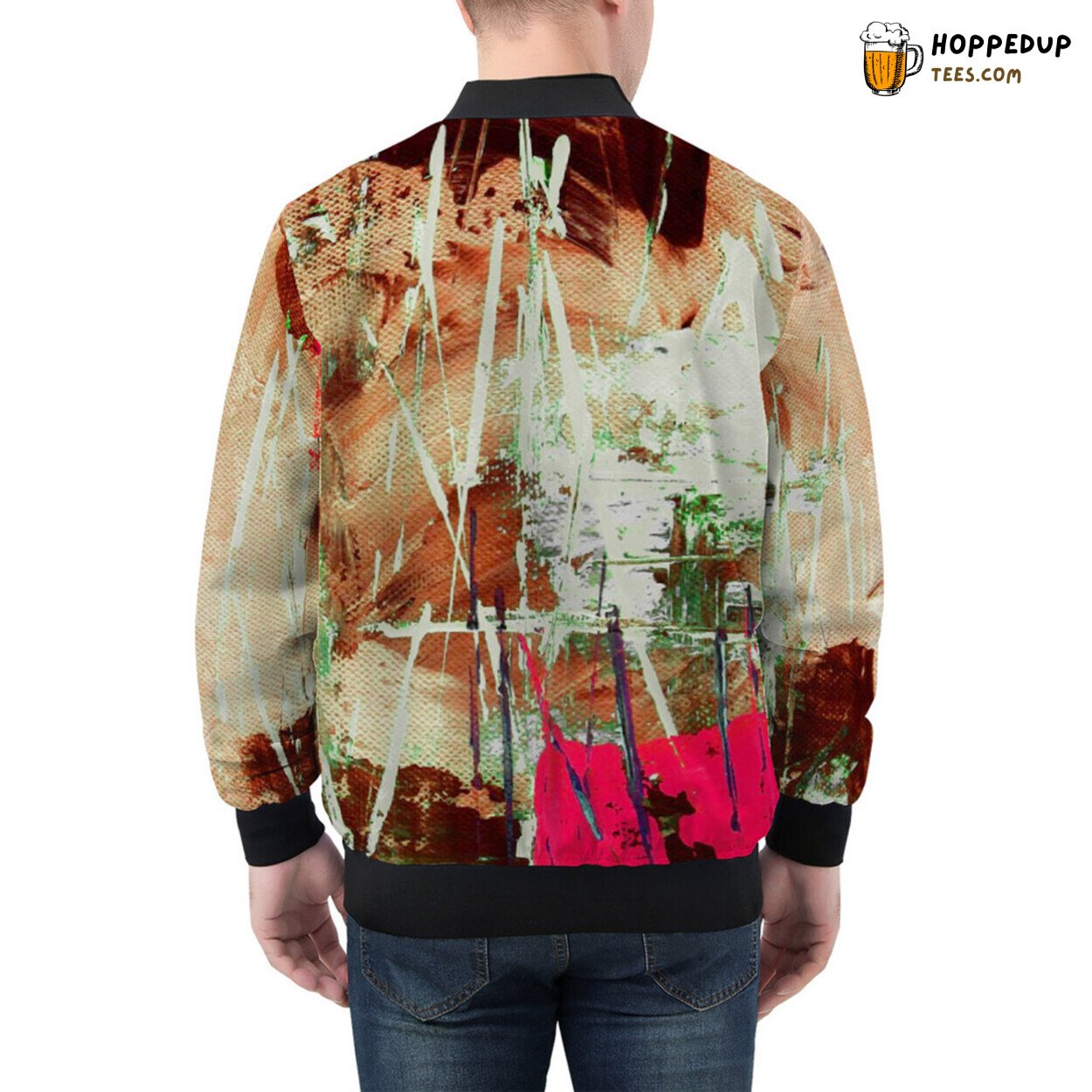 Modern Artistry Blends Abstract Design on Men’s Bomber Jacket