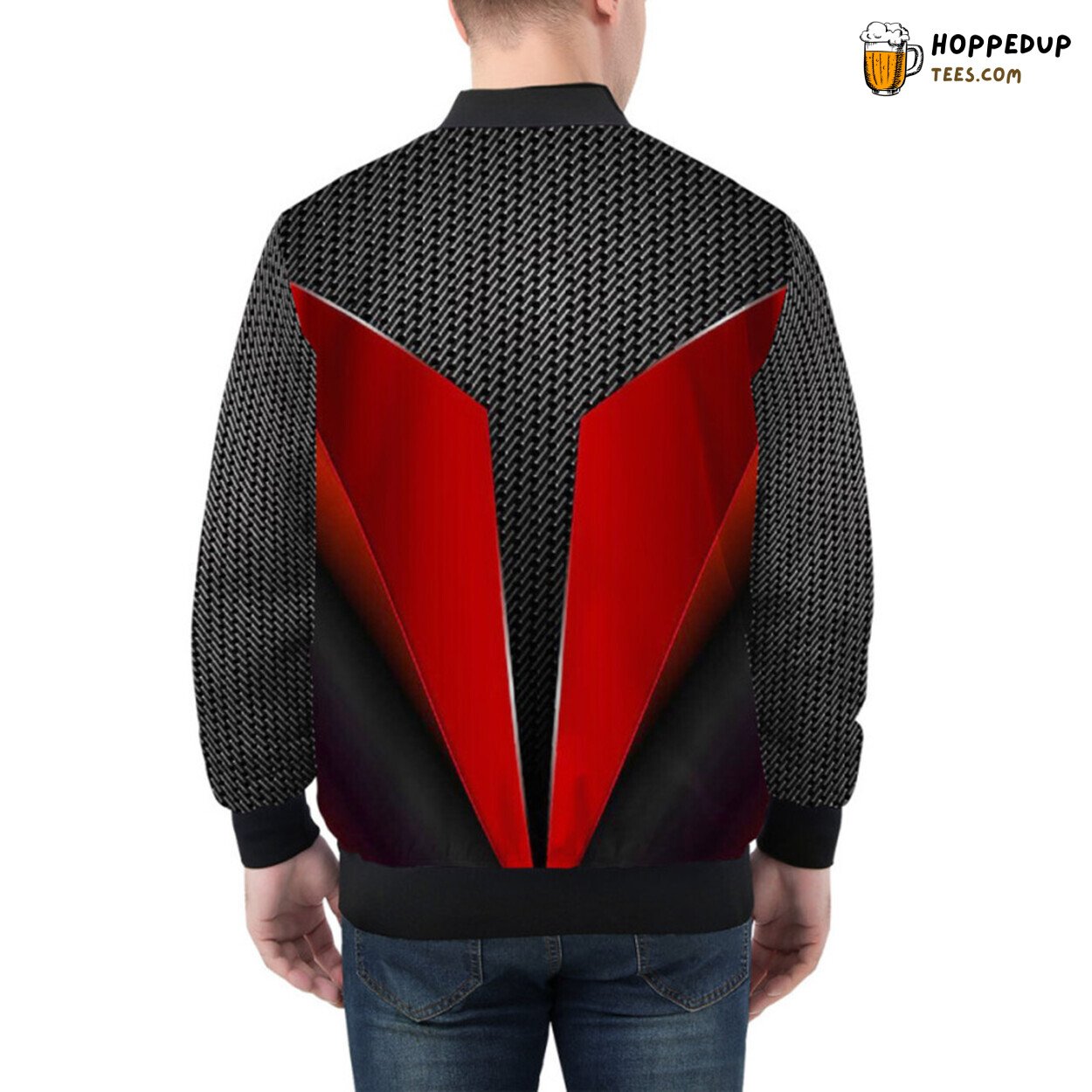 Modern Bomber Jacket with Metallic Finish Reflecting Hi-Tech Era