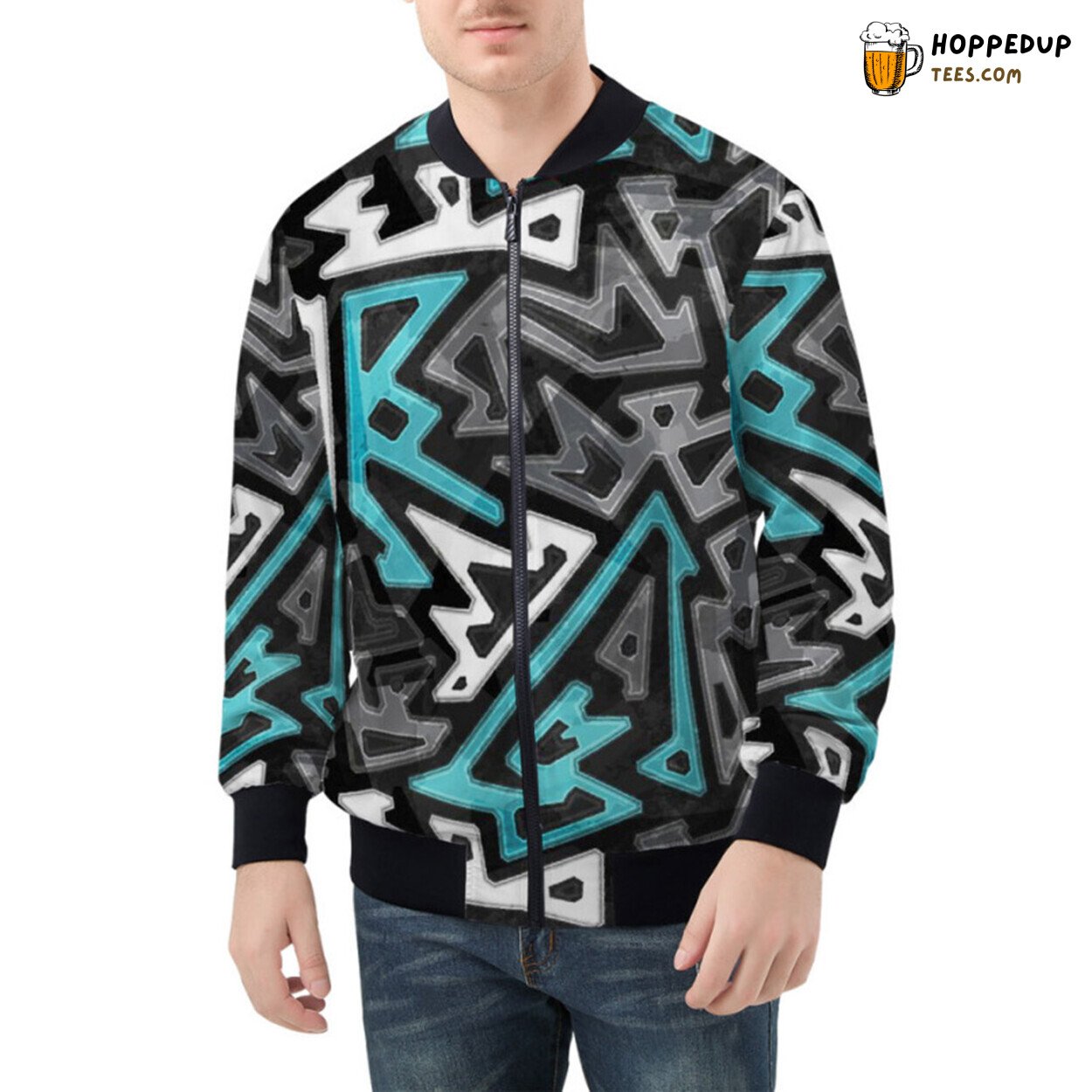 Modern City Vibe Captured Through Bold Geometric Patterns Bomber Jacket