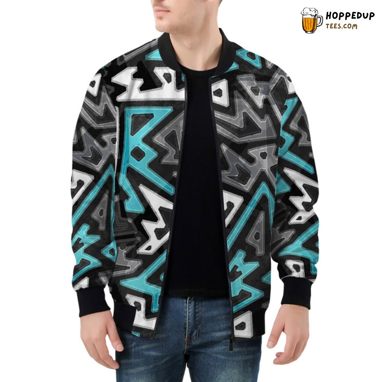 Modern City Vibe Captured Through Bold Geometric Patterns Bomber Jacket