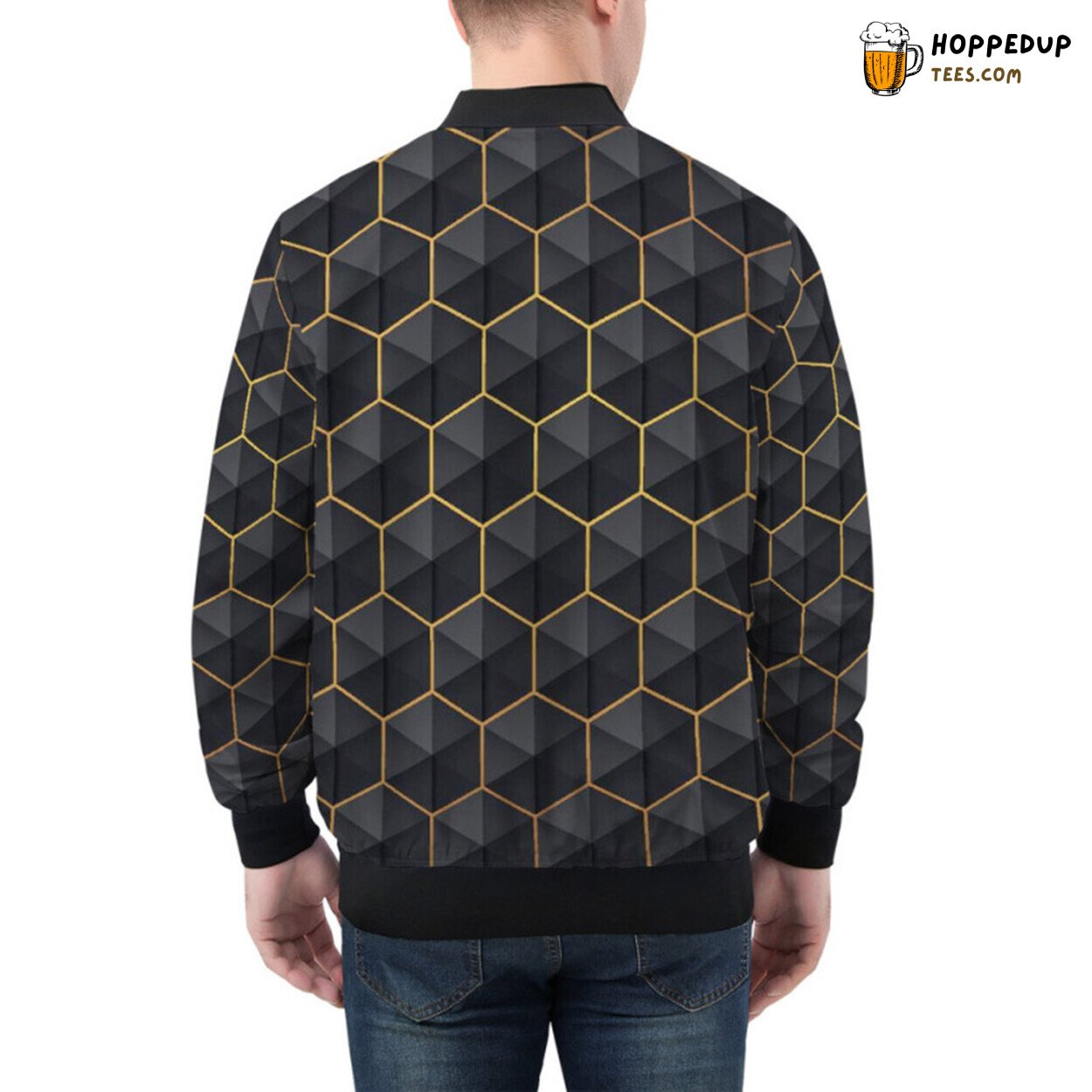 Modern Luxury Bomber Jacket Highlighted by Hexagon Designs