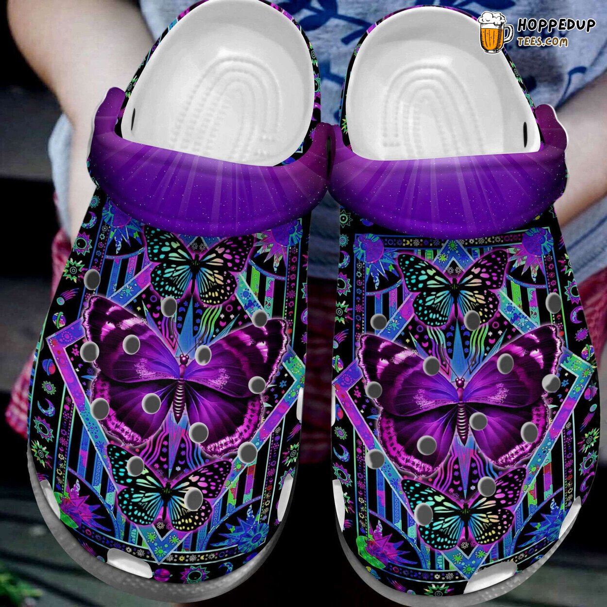 Mom Daughter Butterfly Colorful Butterfly Theme Clog Shoes Unique Design