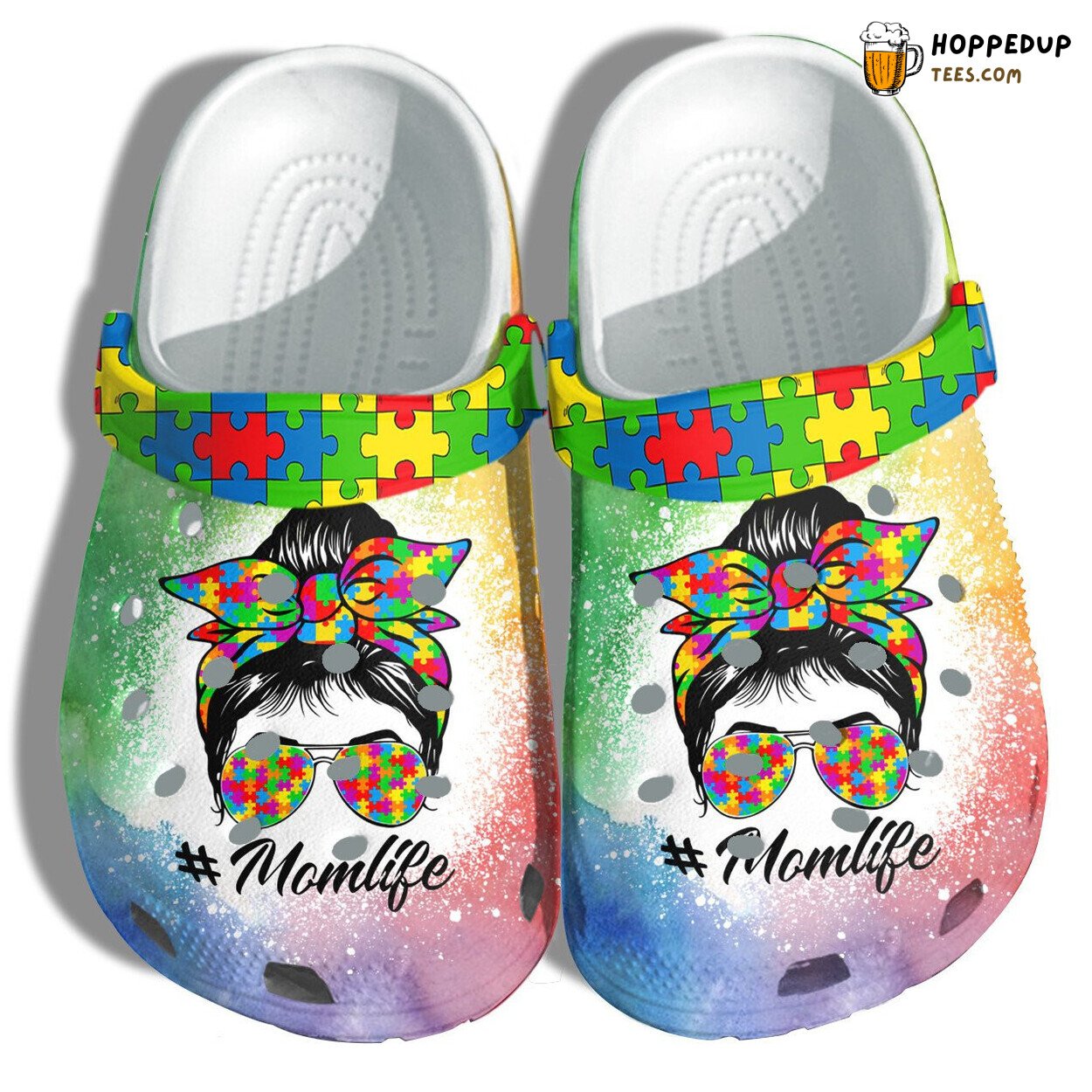 Mom Life Autism Puzzle Awareness Theme Clogs Comfortable Shoes Gift