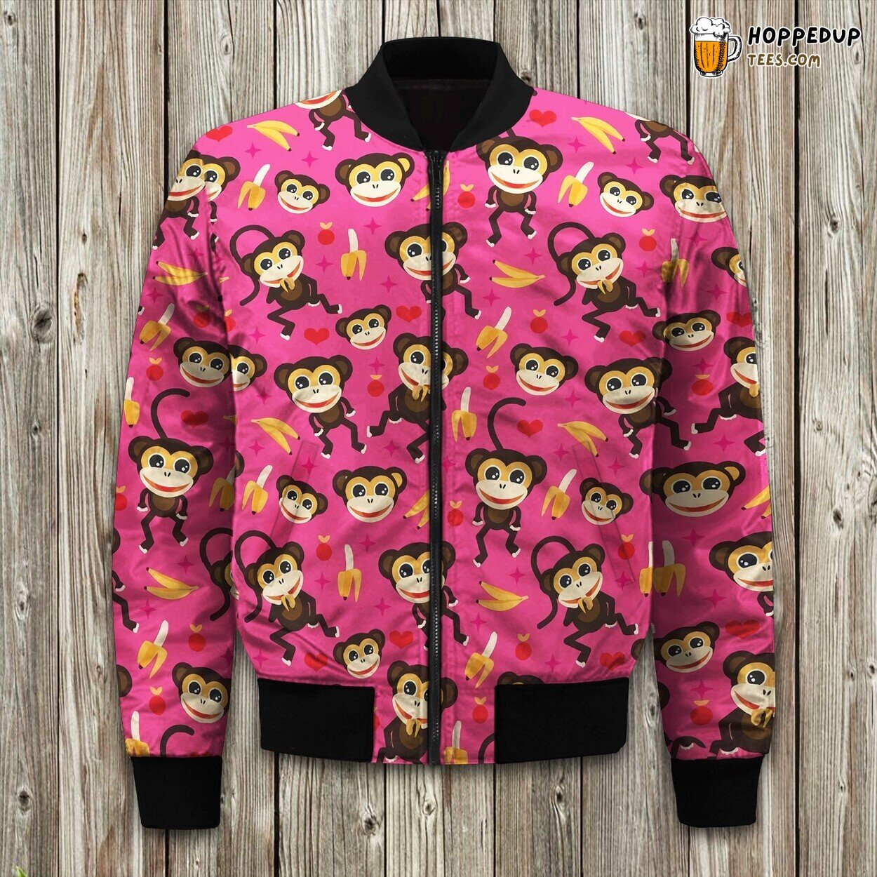 Monkey Banana Pattern Bomber Jacket