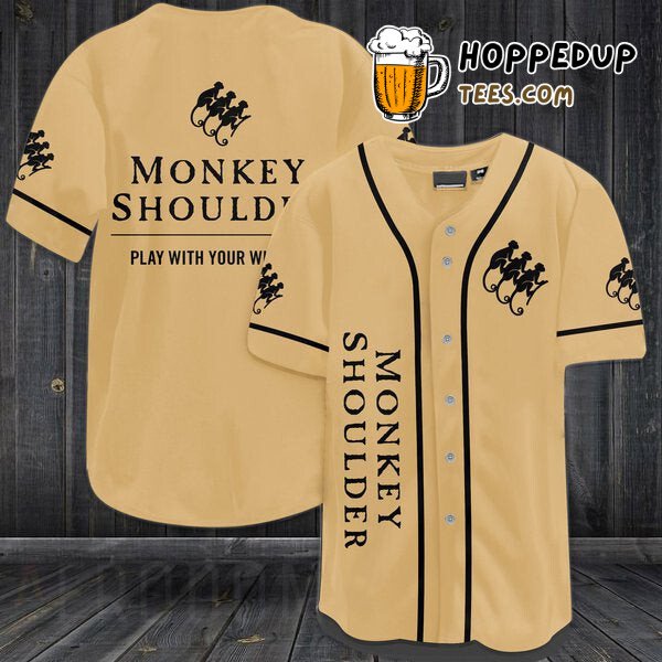 Monkey Shoulder Whiskey Beige Baseball Jersey Unique Distinctive Design