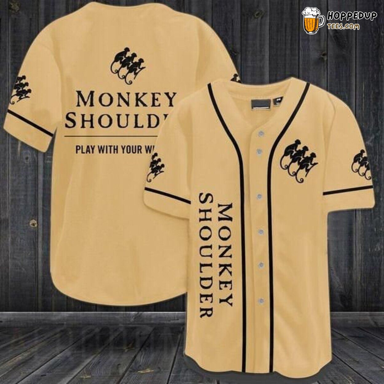 Monkey Shoulder Whiskey Beige Logo Baseball Jersey Distillery