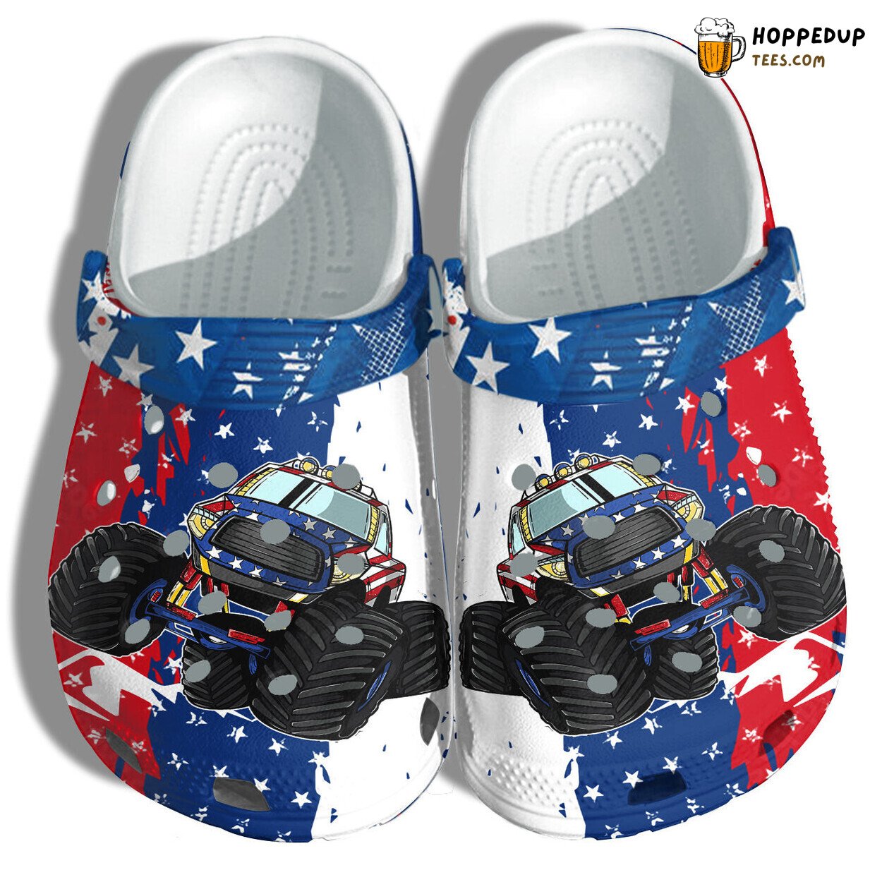 Monster Truck Vehicles 4th July USA Flag Shoes Birthday Gift Son Design