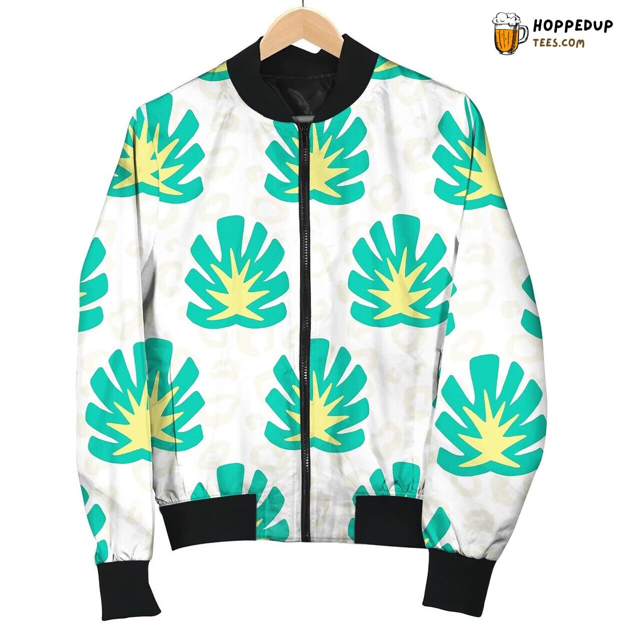 Monstera Summer Tropical Jungle Pattern Bomber Jacket