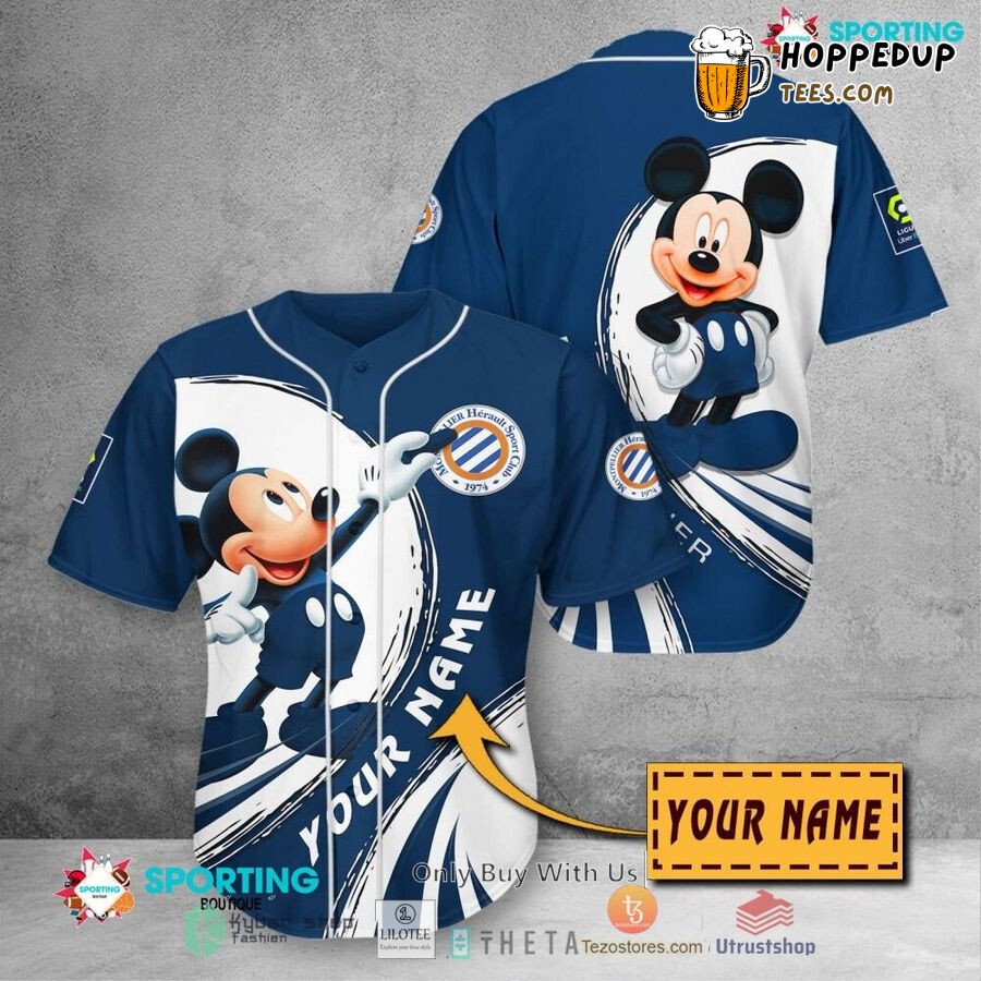 Montpellier H?rault SC Custom Name Mickey Mouse Baseball Jersey Unisex Shirt