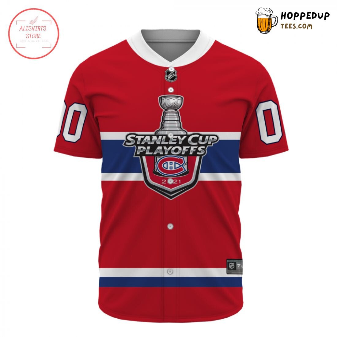 Montreal Canadiens Custom Red Blue Playoffs 2021 Baseball Jersey
