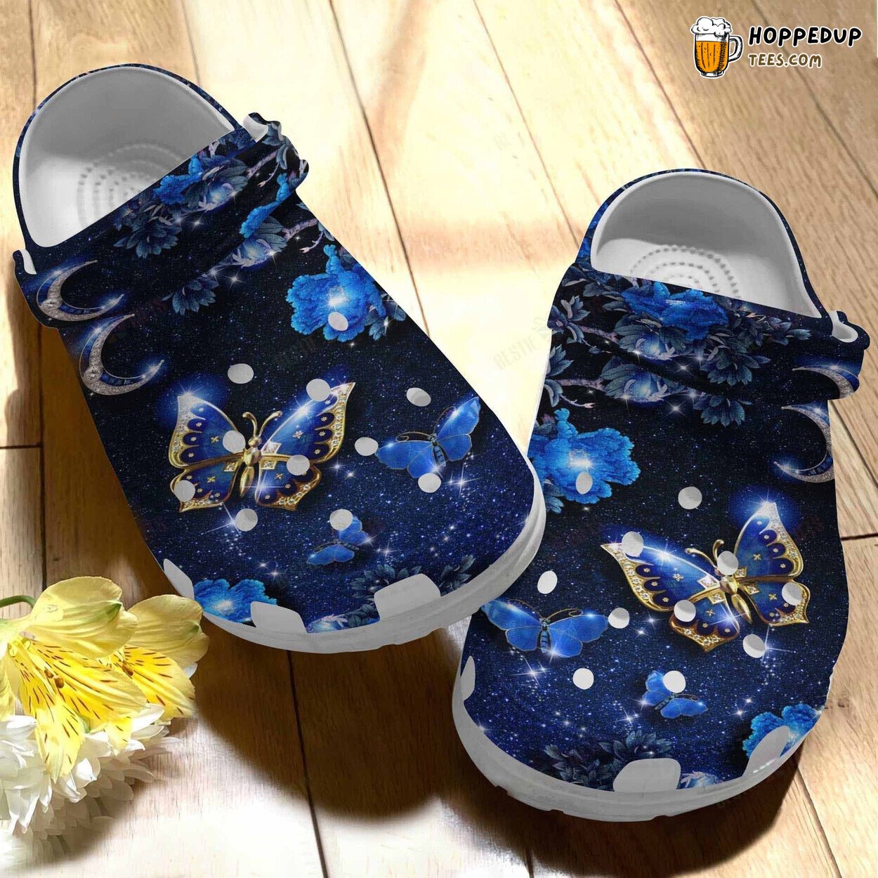Moon Butterfly Theme Clogs Women Girls Gift Celestial Design Shoes