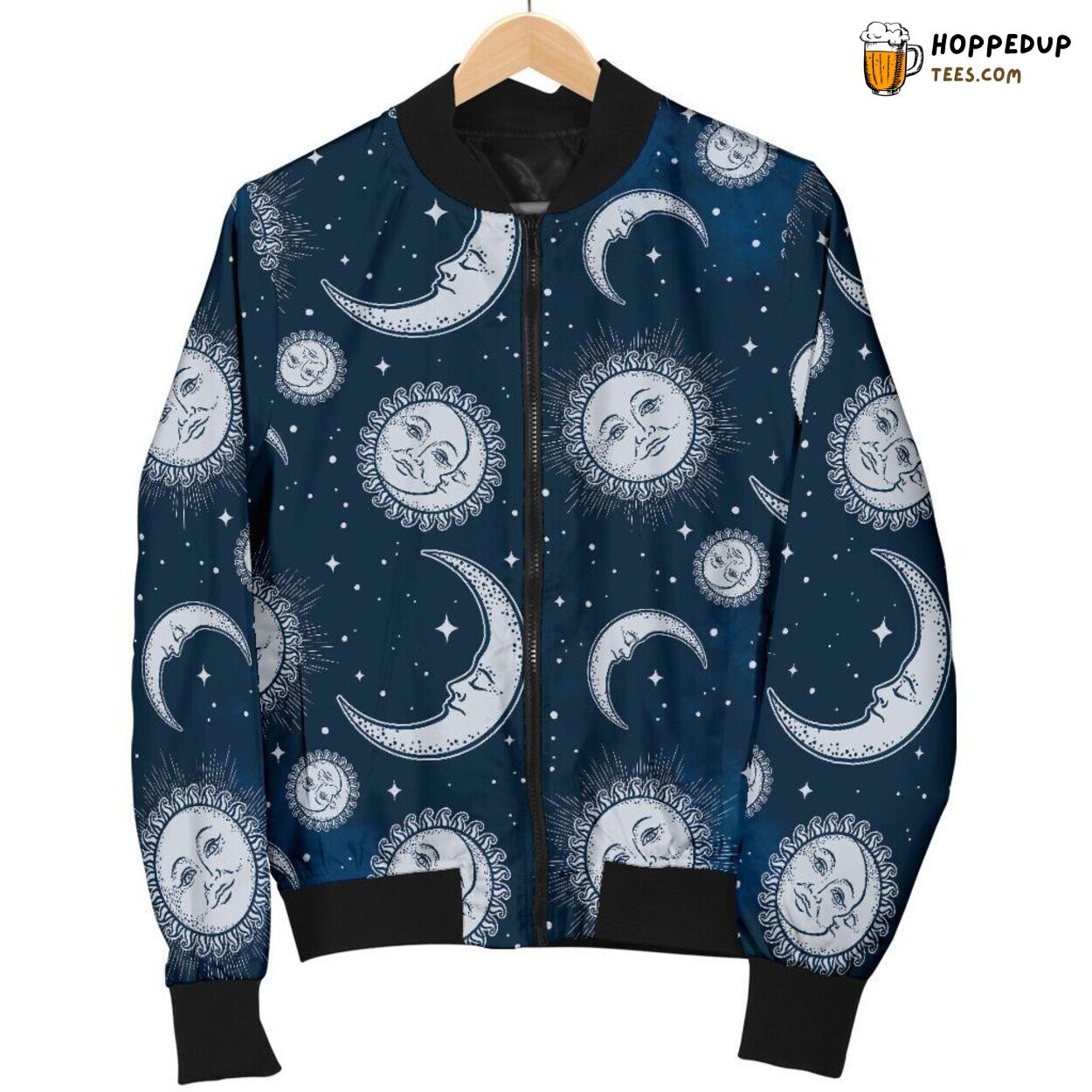 Moon Embracing the Sun Men’s Bomber Jacket Distinct Pattern Design Display Moon Embracing the Sun Men’s Bomber Jacket Distinct Pattern Design Display