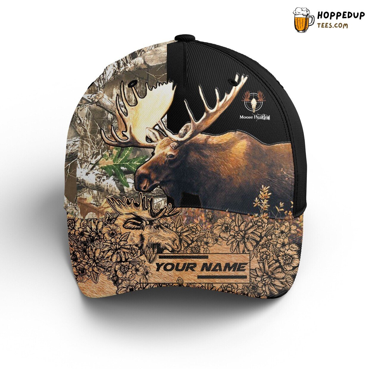 Moose Hunting Camouflage Personalized 3D Print Classic Baseball Name Cap