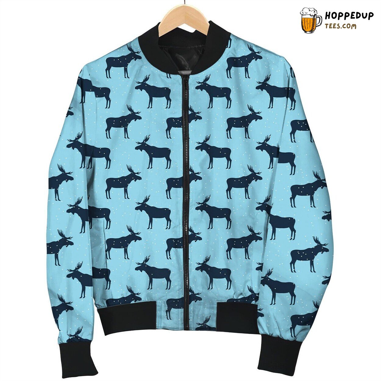 Moose Pattern Lovers Bomber Jacket