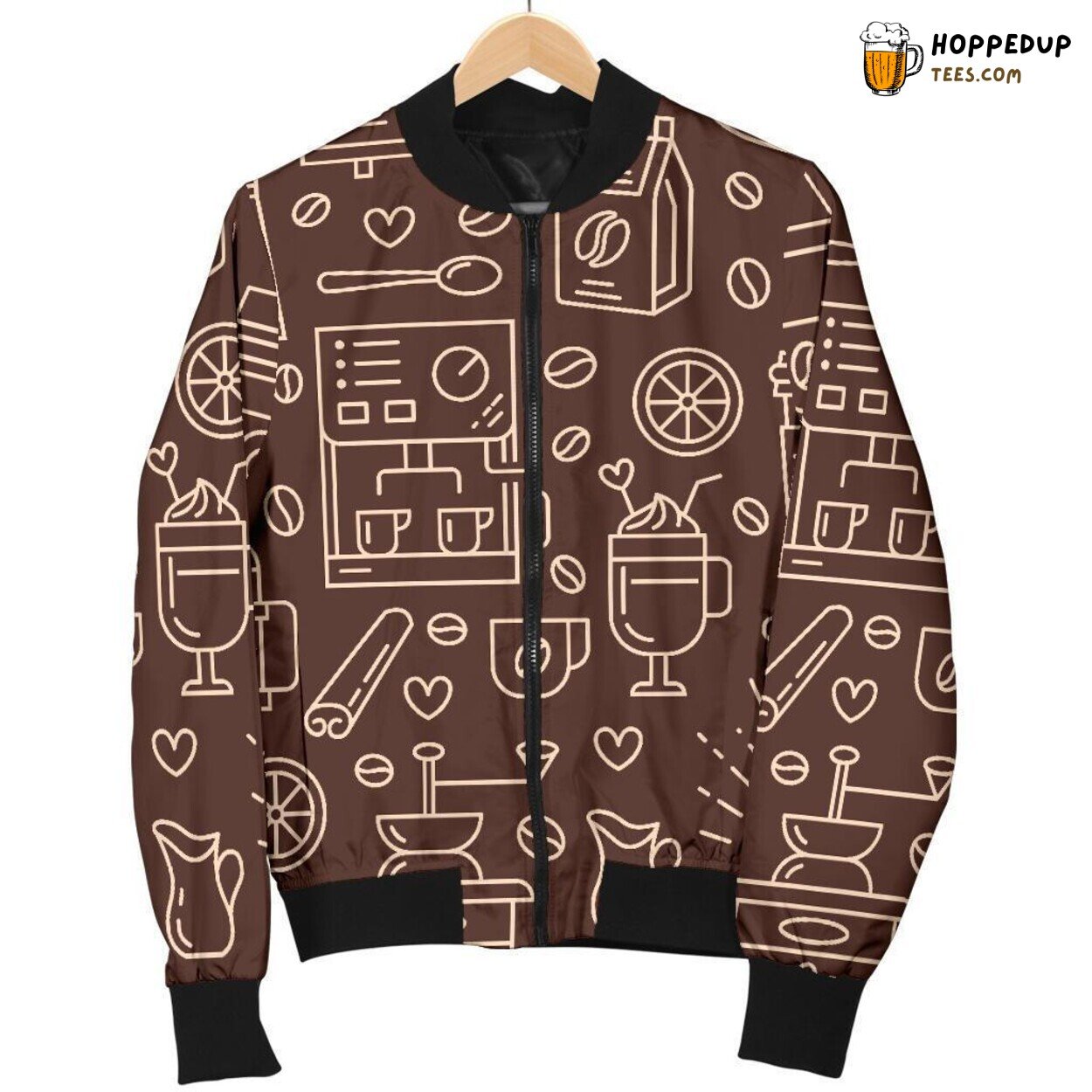 Morning Coffee Essence Men’s Bomber Jacket Unique Pattern Design Display Art