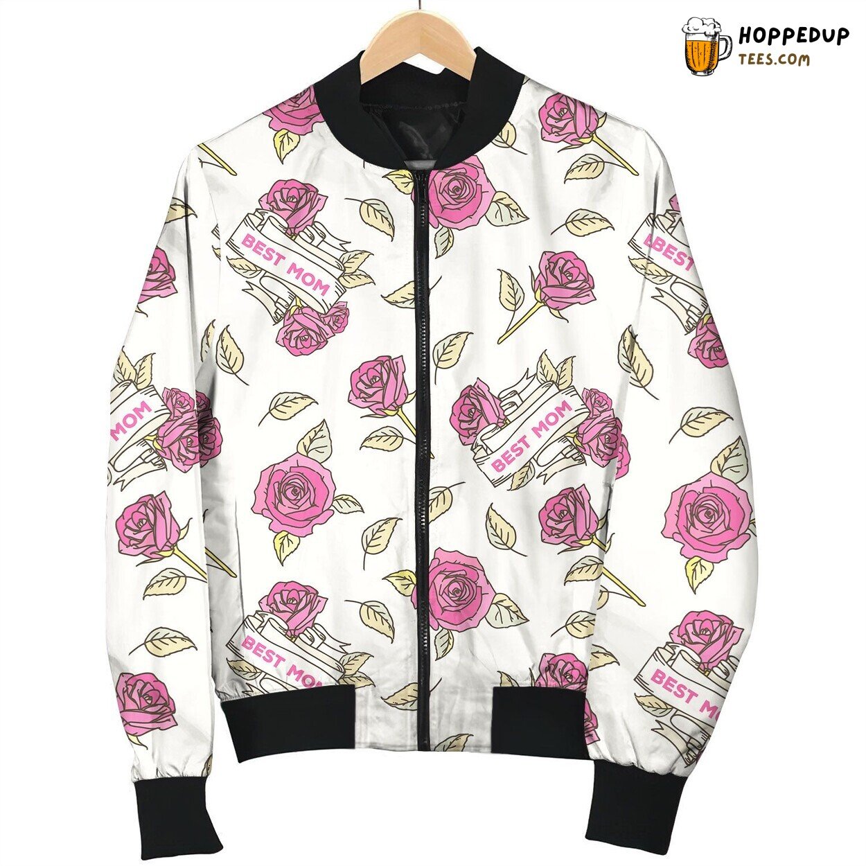 Mother Rose Pattern Bomber Jacket