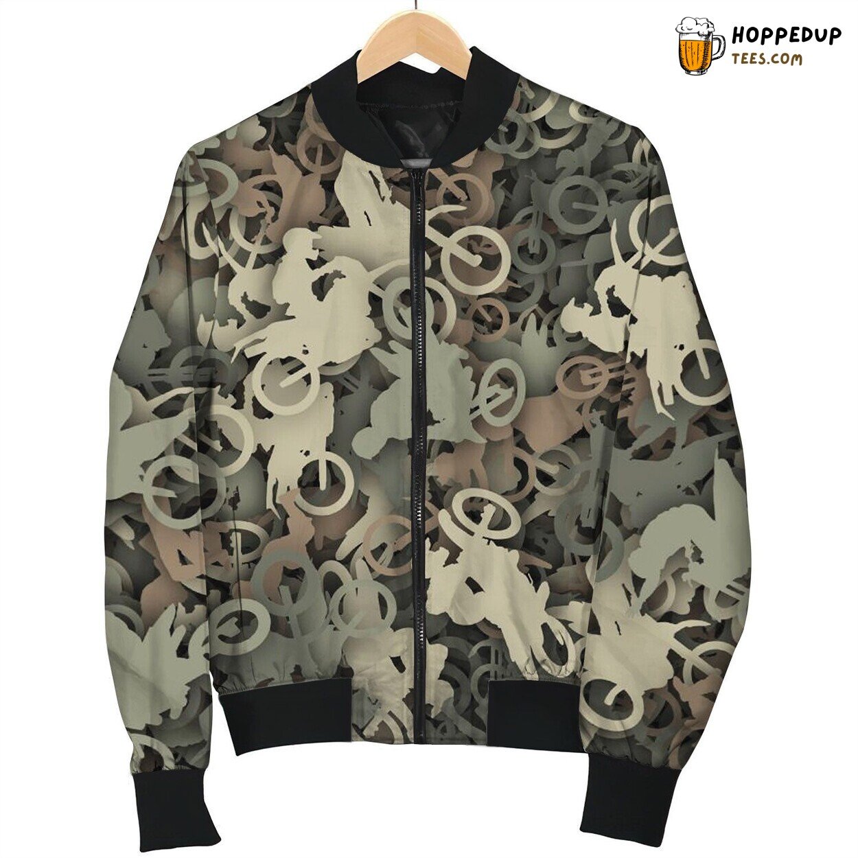 Motocross Camouflage Theme Winter Bomber Jacket Designer Elegance
