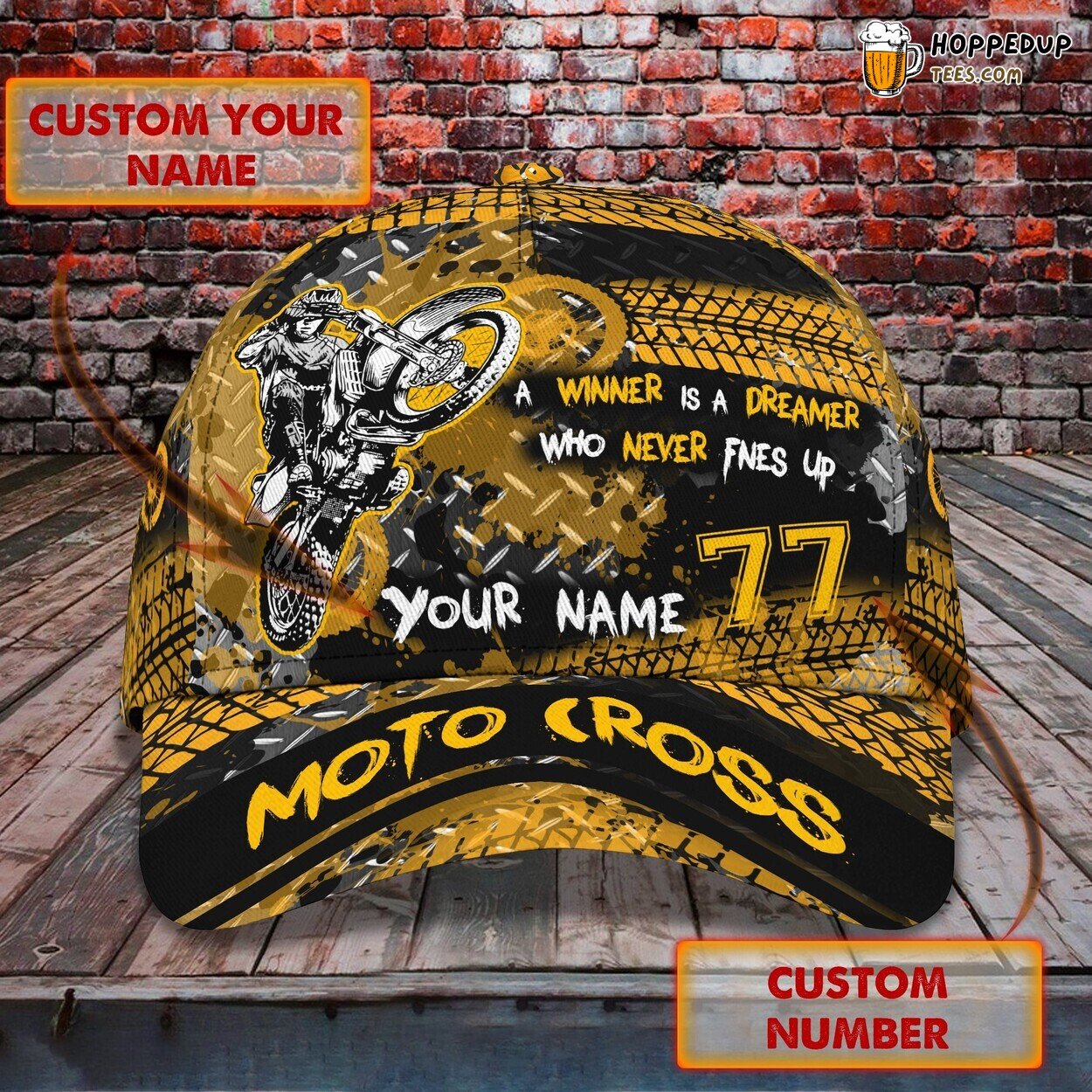Motocross Classic 3D Cap Personalized Name Unique Premium Design Series