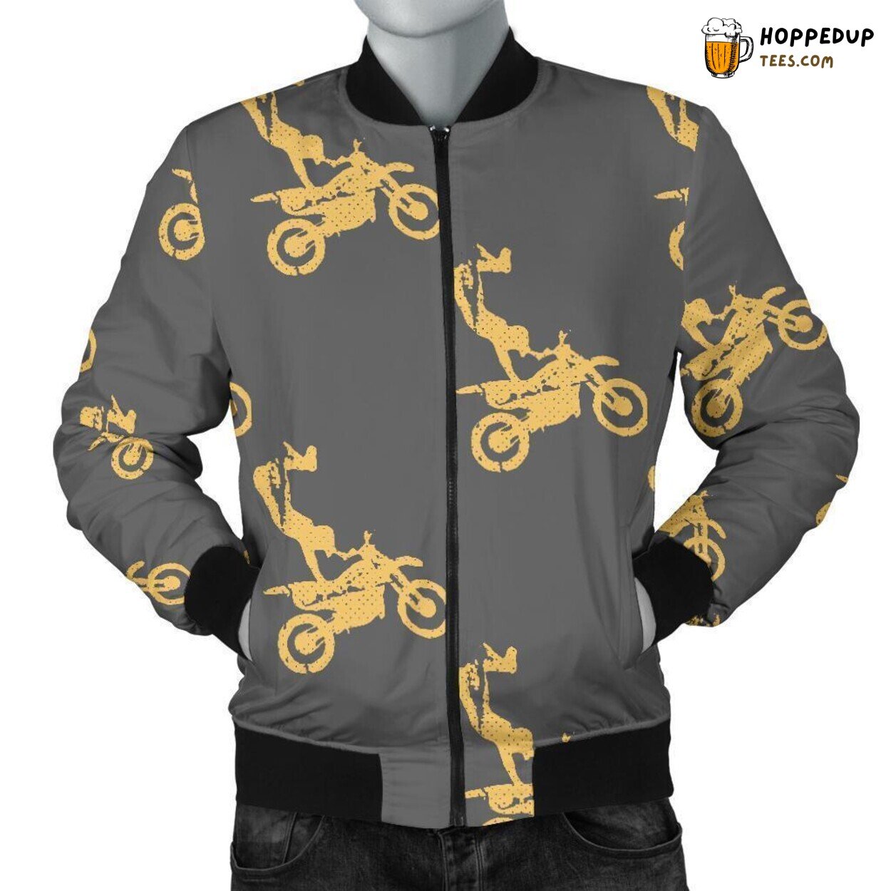 Motocross Racing Sport Design Men’s Bomber Jacket Distinct Pattern Display