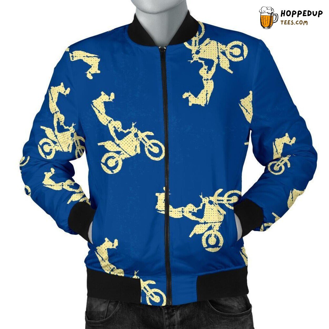 Motocross Sports Essence Men’s Bomber Jacket Distinct Pattern Design Tribute