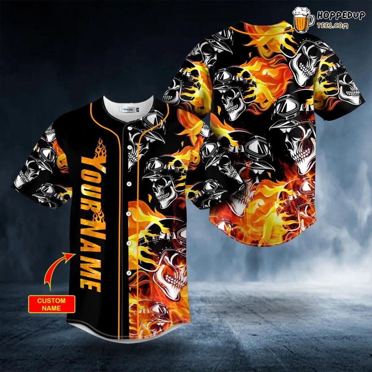Motorcycle Fire Helmet Unique Design Skull Tailored Baseball Jersey