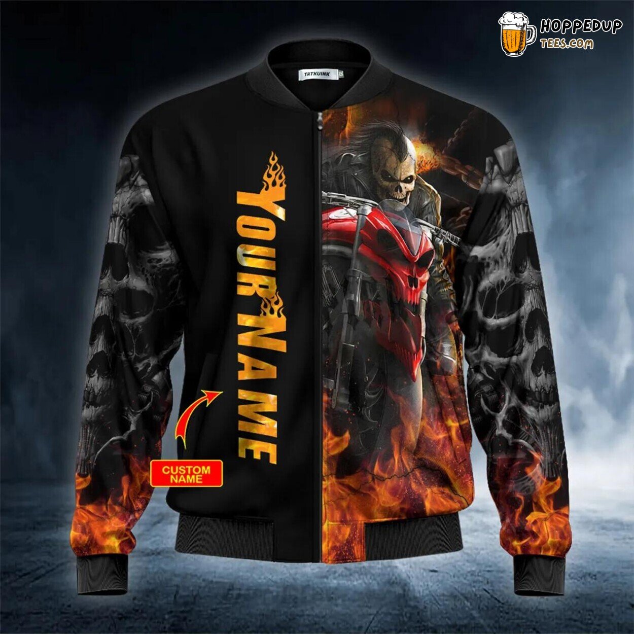 Motorcycle Racer Skull Custom Bomber Jacket 3D Viking Graphic Exclusive Tees