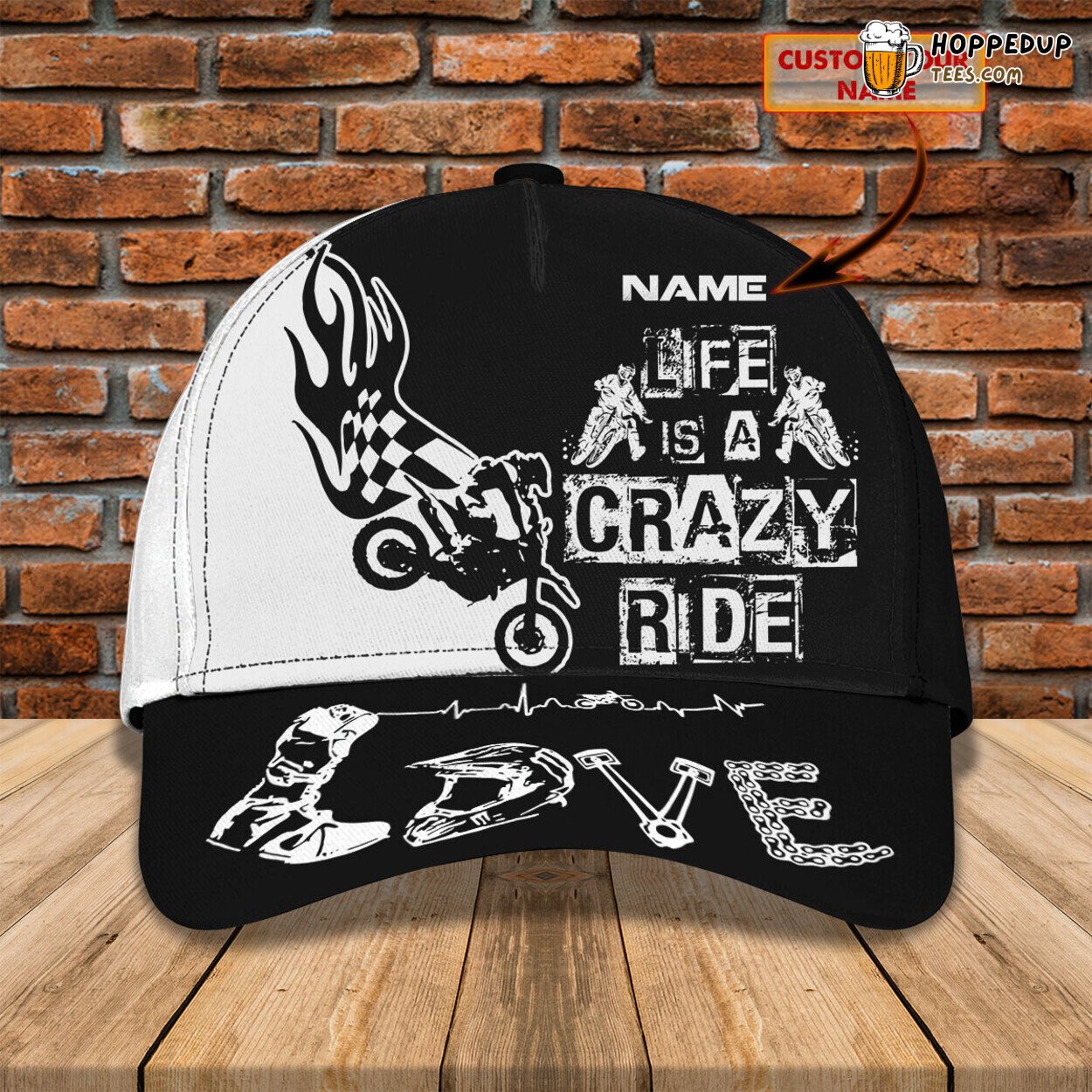 Motorcycle Racing 3D Cap Life Is Crazy Ride Baseball Design Hat
