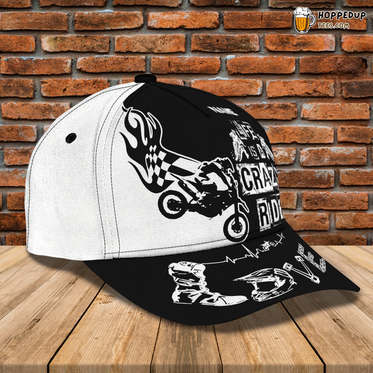 Motorcycle Racing 3D Cap Life Is Crazy Ride Baseball Design Hat
