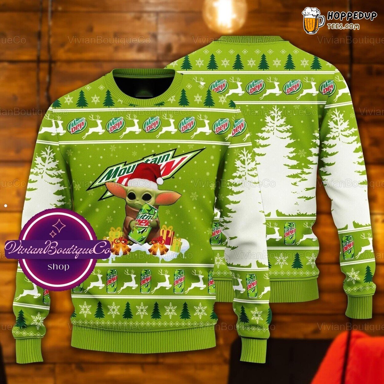Mountain Dew Baby Yoda Themed Christmas Ugly Sweater Festive Gift Idea