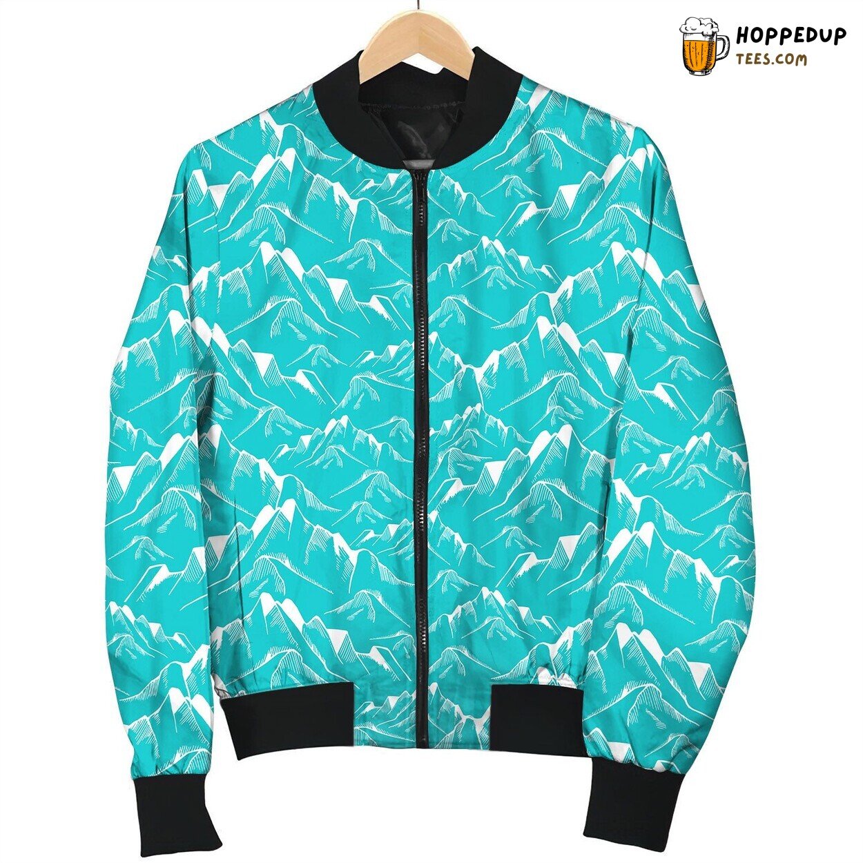 Mountain Drawing In Mint Bomber Jacket