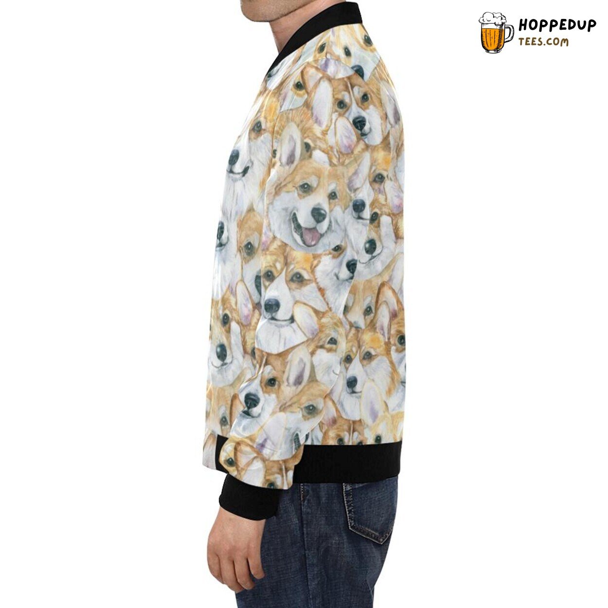 Multi Color Corgi Pattern Print Men’s Bomber Jacket Exclusive Design