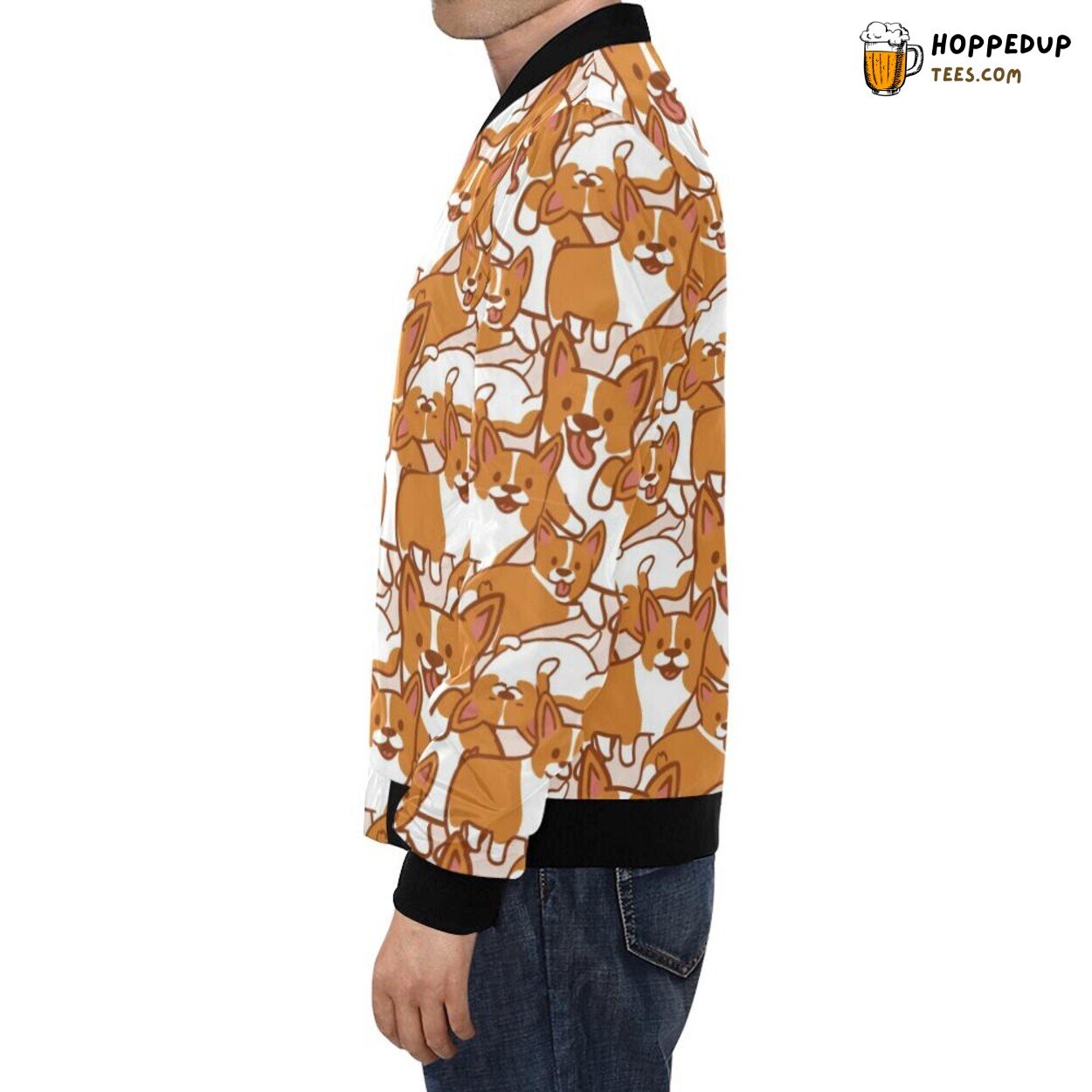 Multi Shade Corgi Pattern Print Men’s Bomber Jacket Unique Fashion