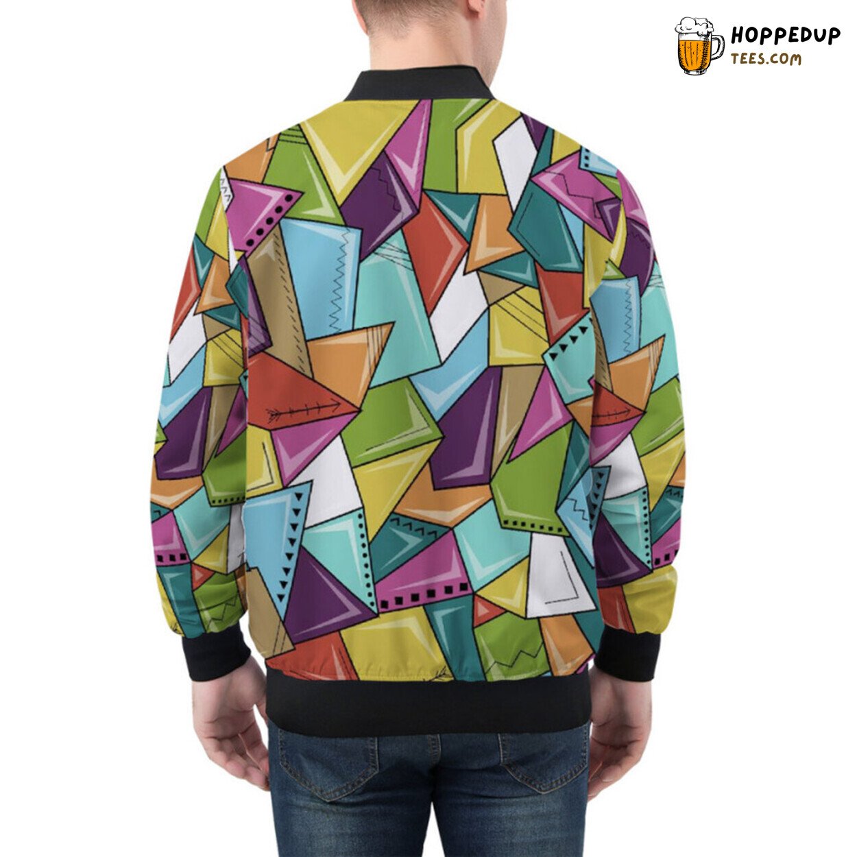 Multicolor Mosaic Geometric Patterns Elegance Bomber Jacket