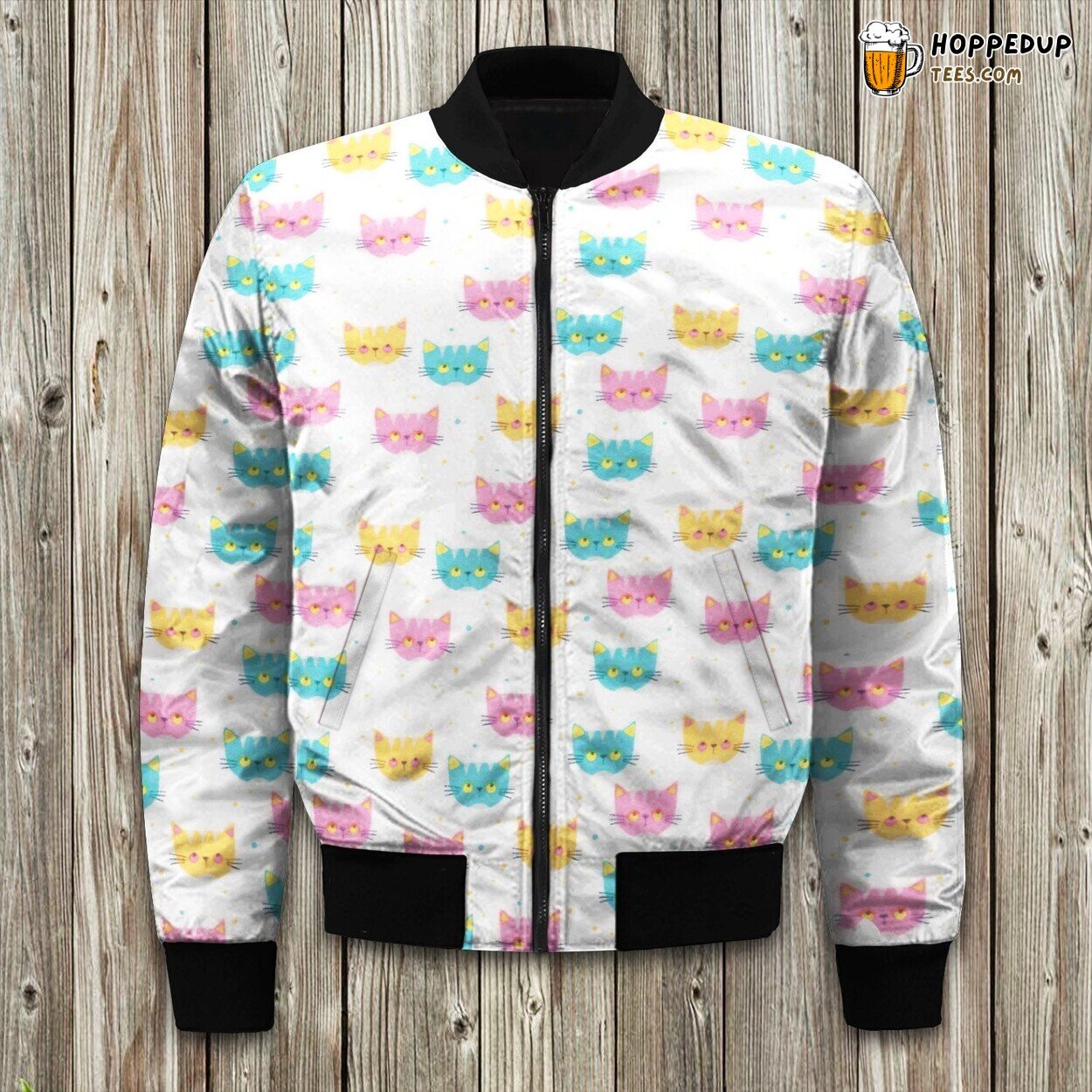 Multiple Cats Design Winter Bomber Jacket Feline Festive Fun