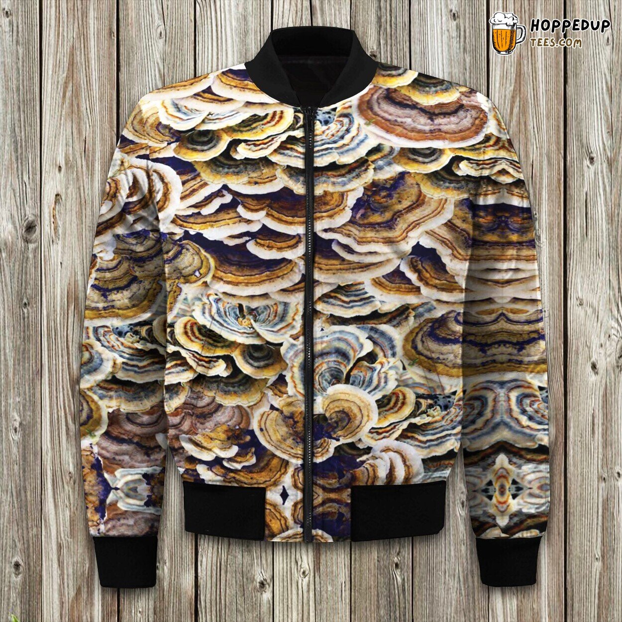 Mushroom Earth’s Delight Winter Bomber Jacket Fungi Beauty No.1