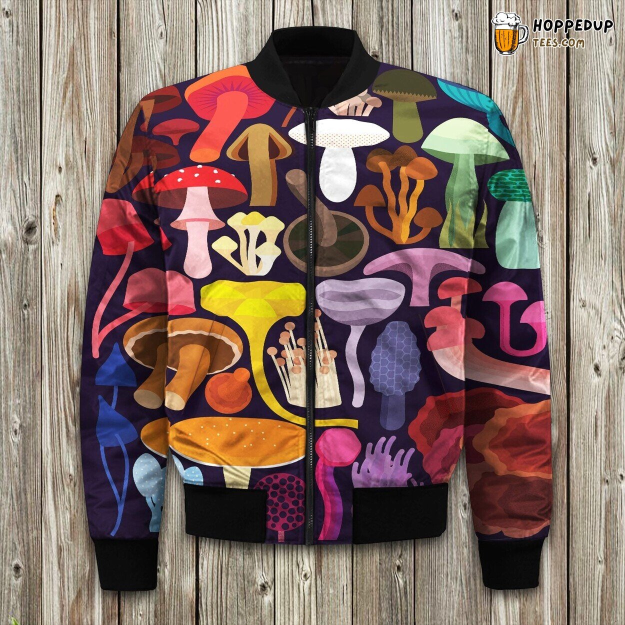 Mushroom Earth’s Delight Winter Bomber Jacket Fungi Showcase