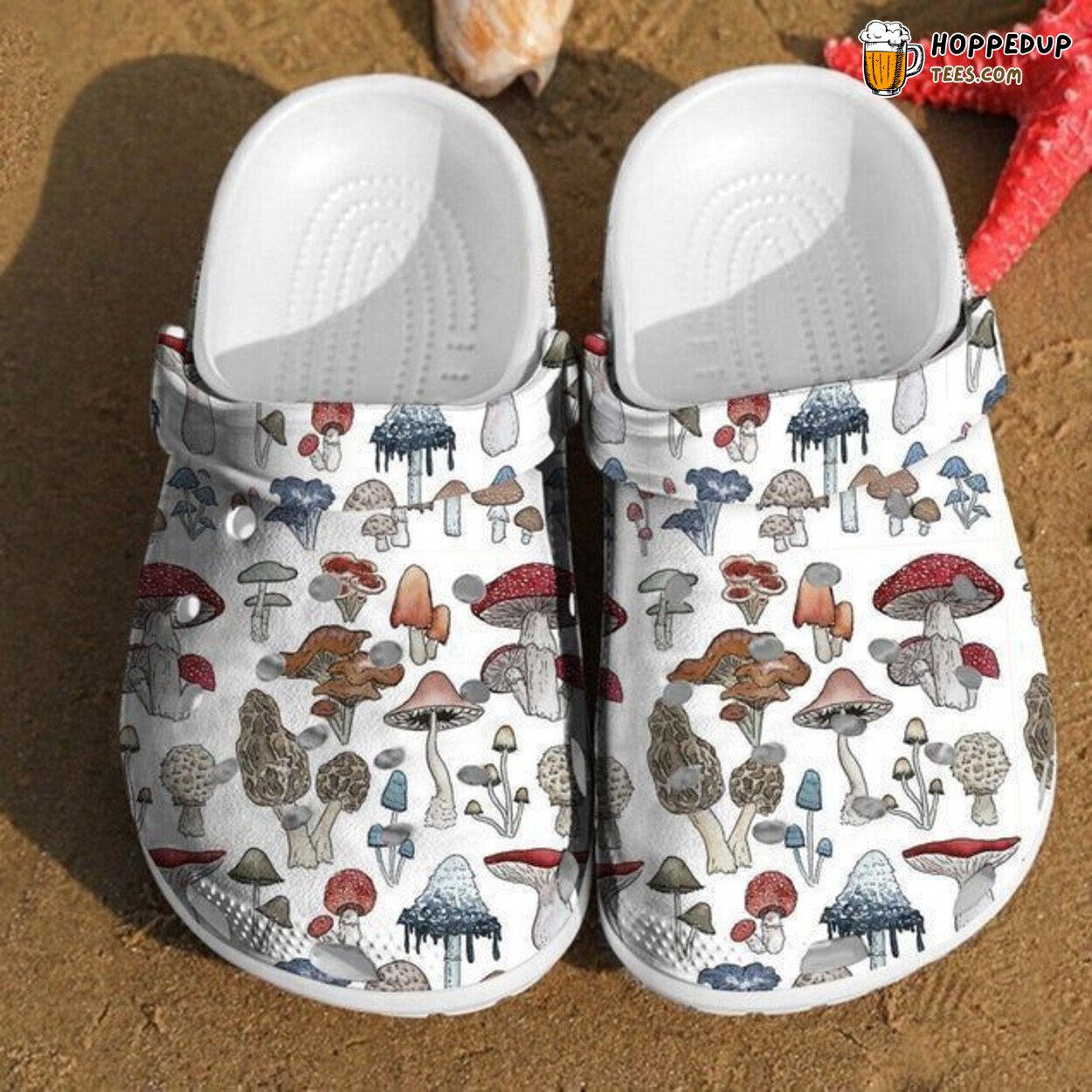 Mushroom Pattern Fan Inspired Rubber Clog Shoes Comfy Unique Gift Idea