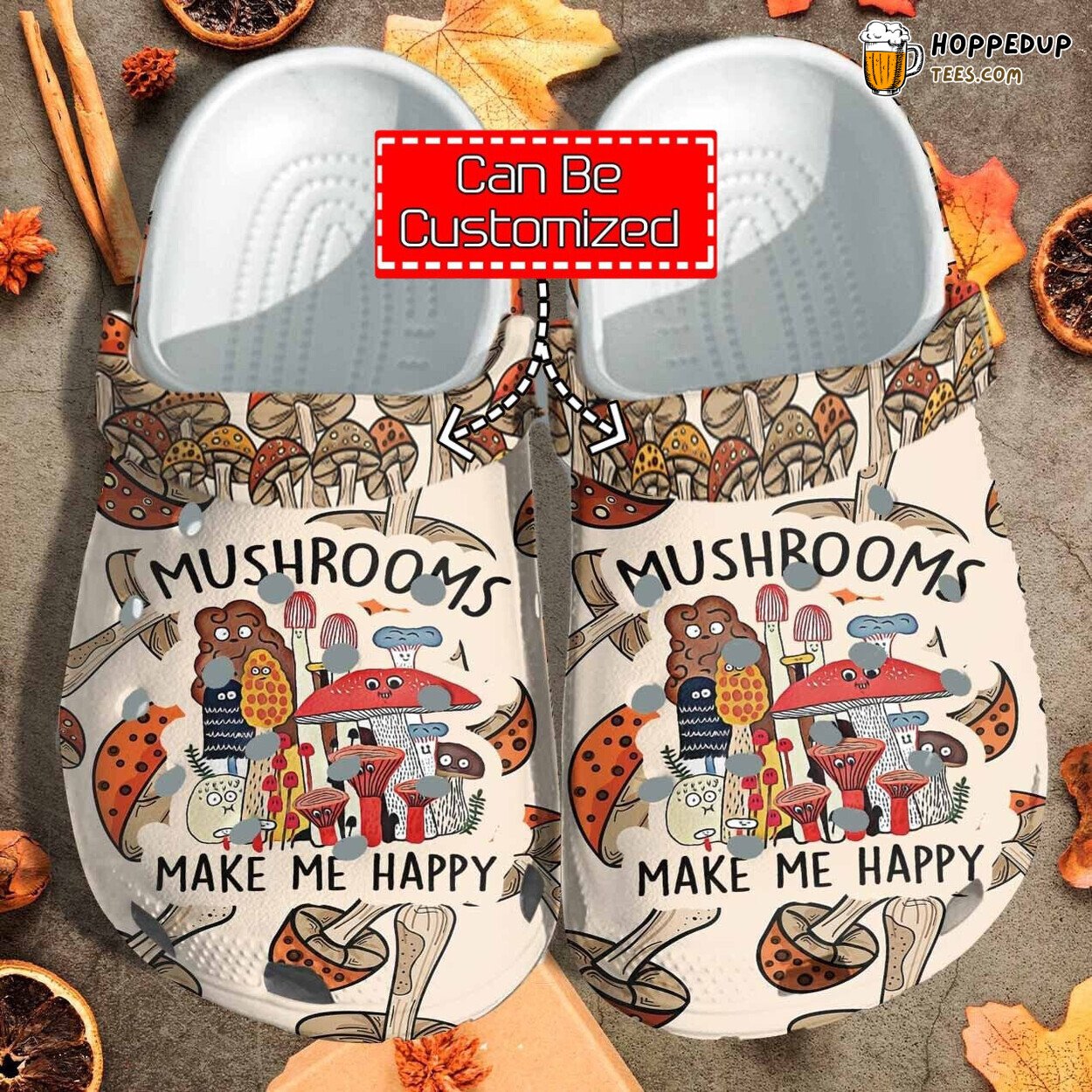 Mushrooms Make Me Happy Custom Design Comfortable Clogs Footwear