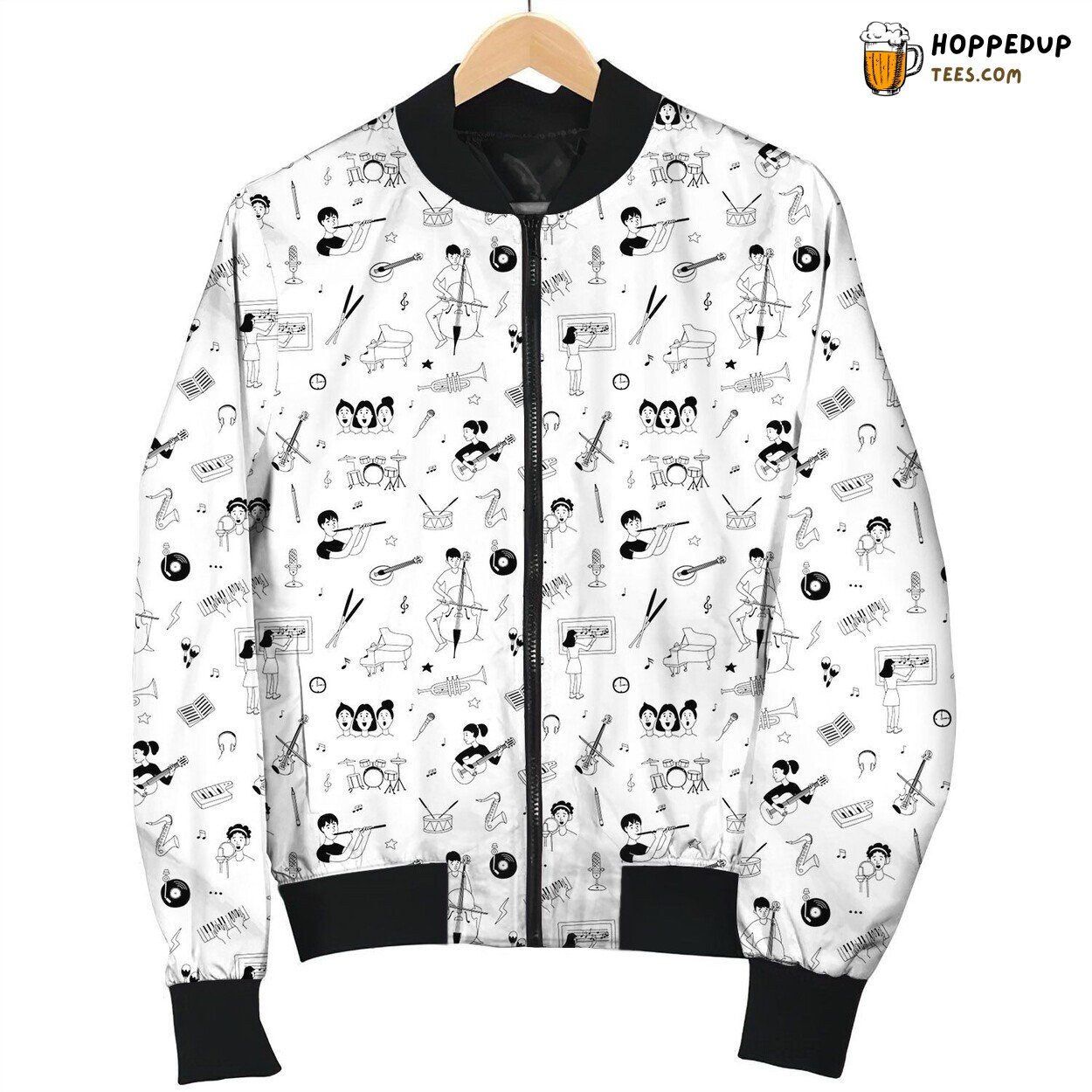 Music Player Pattern Bomber Jacket