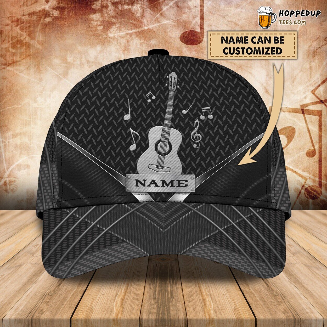 Musical Guitar 3D Classic Cap Personalized Name Unique Design Style