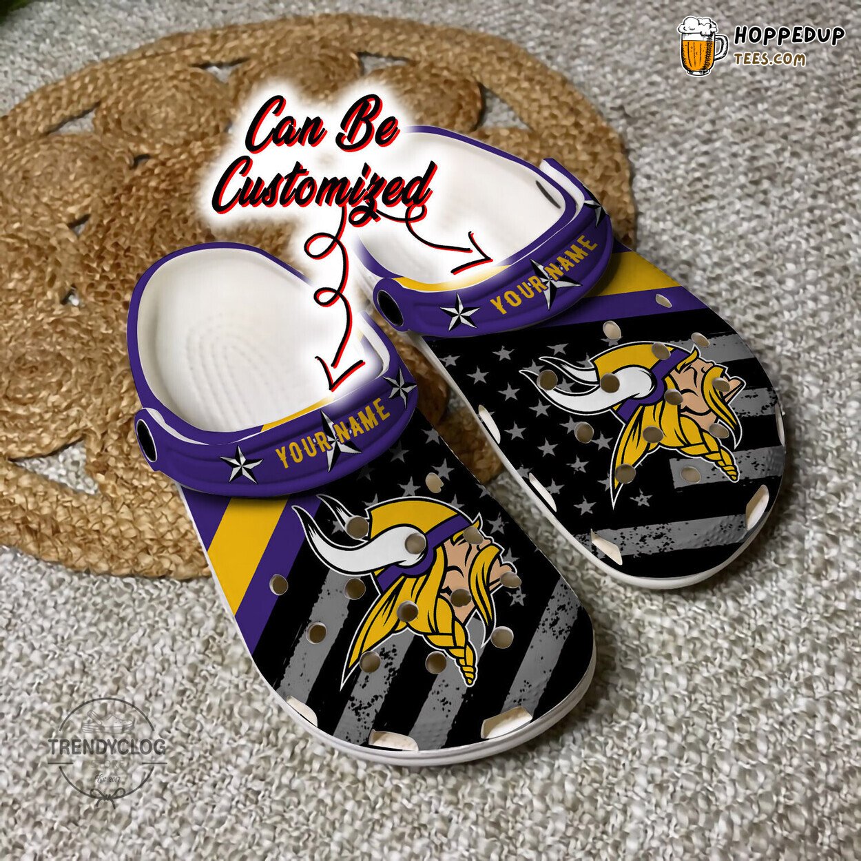 MVikings Football Personalized American Flag Themed Clog Shoes