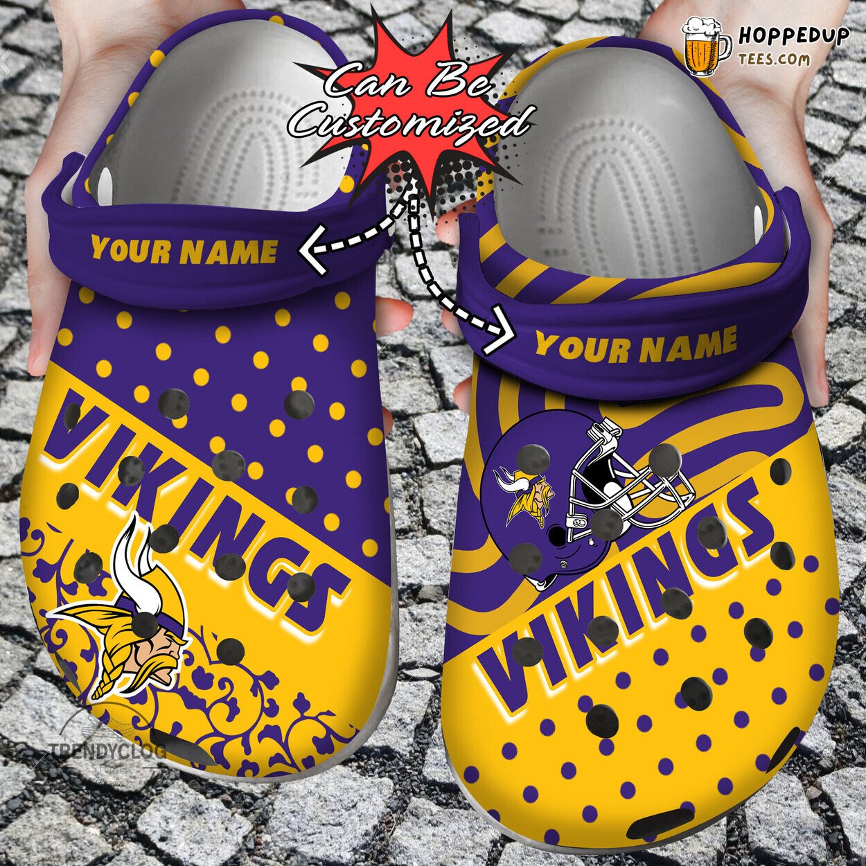 MVikings Football Personalized Polka Dots Colors Clog Shoes