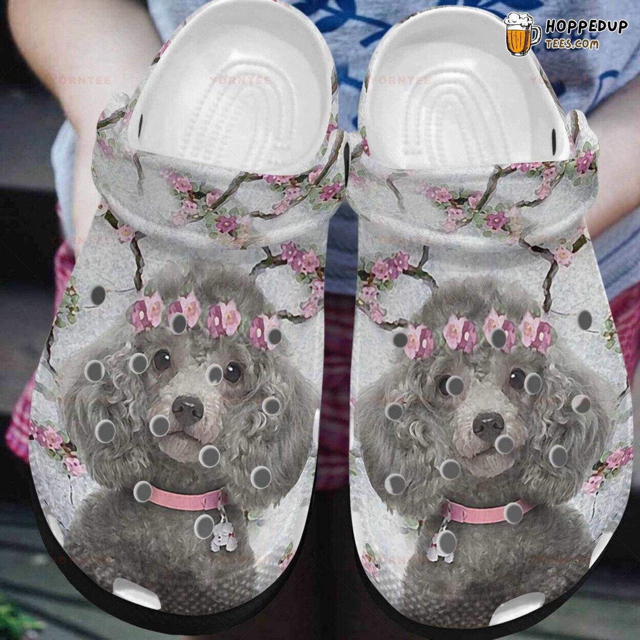 My Floral Poodle Peach Blossom Lover Gift Comfortable Rubber Clogs