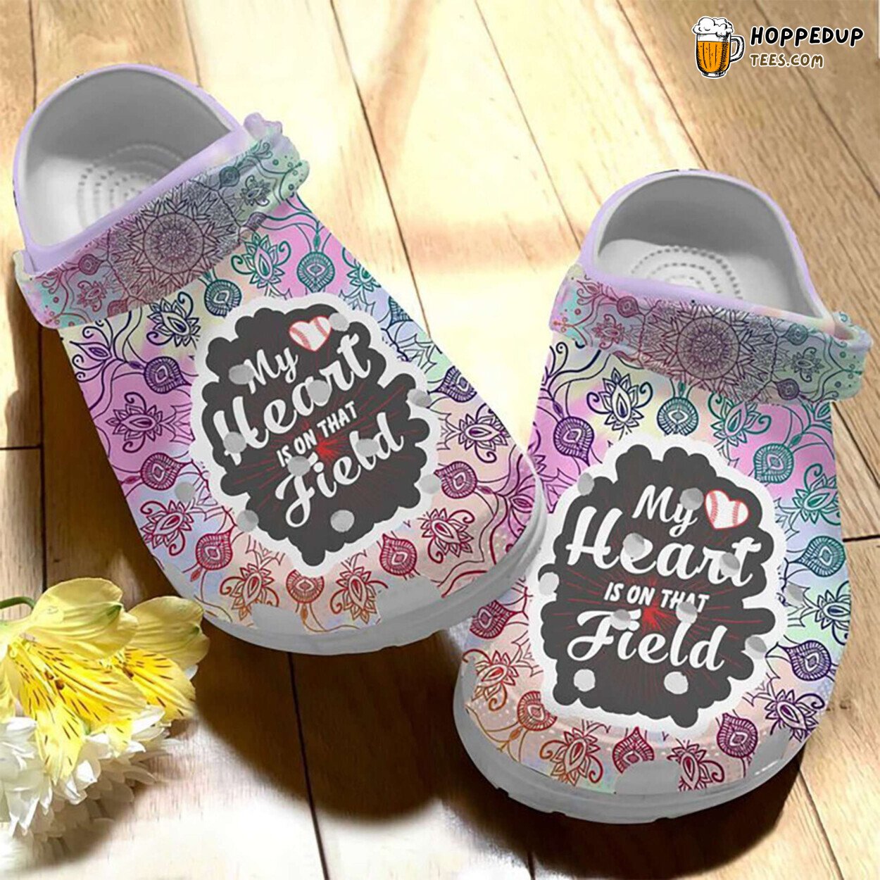 My Heart Is On That Field Rubber Clog Shoes Comfy Sporty Footwear