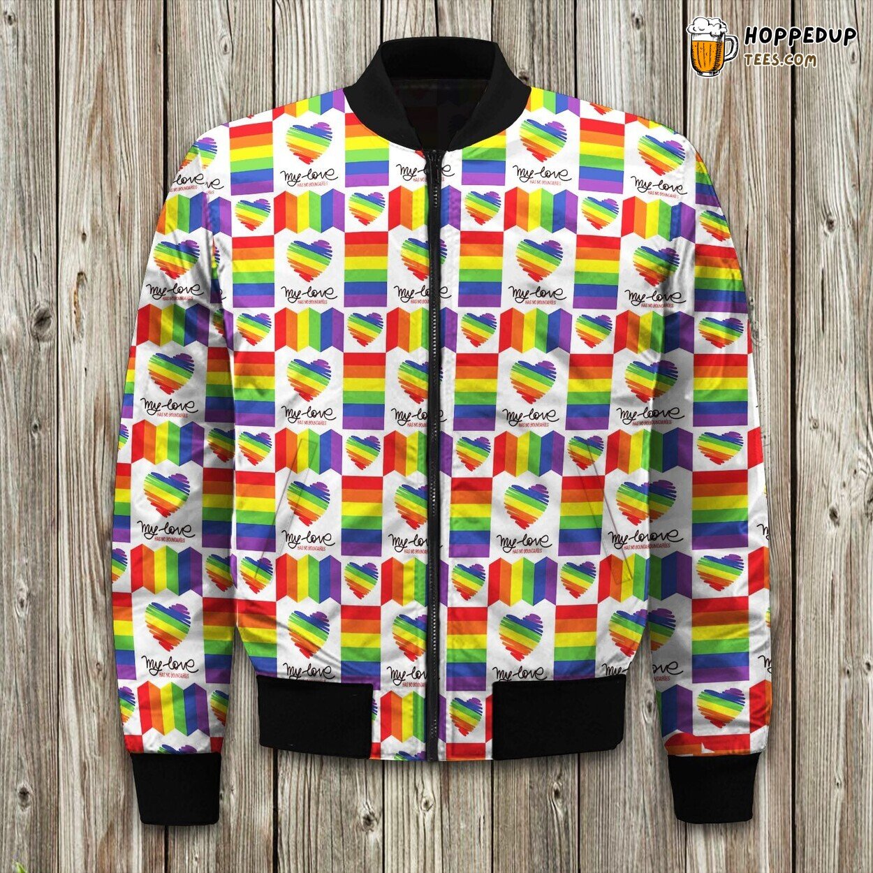 My Love in LGBT Colors Winter Bomber Jacket Designer Series Touch