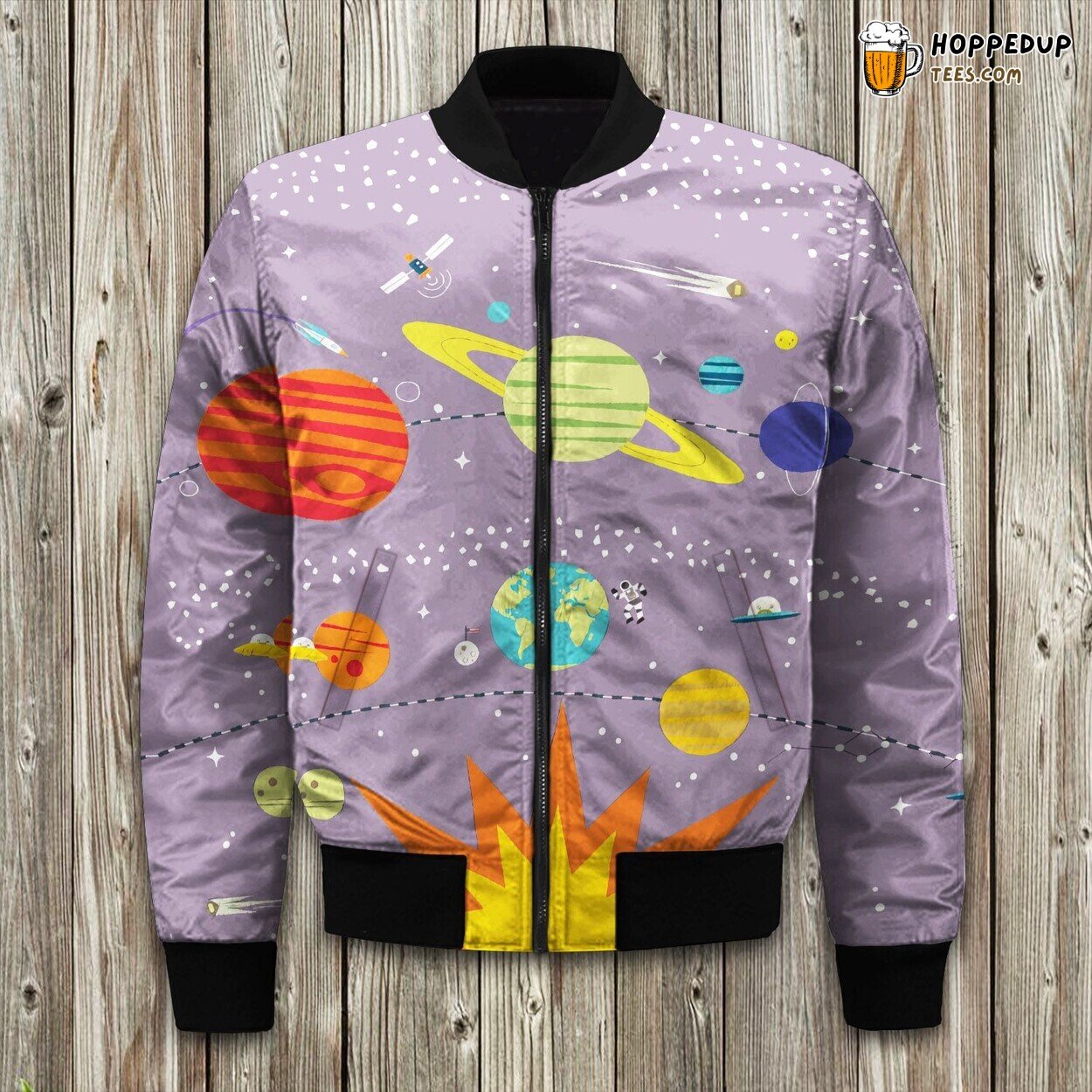 Mysterious Cosmo Outer Space Winter Bomber Jacket Luxuriously Padded Comfort